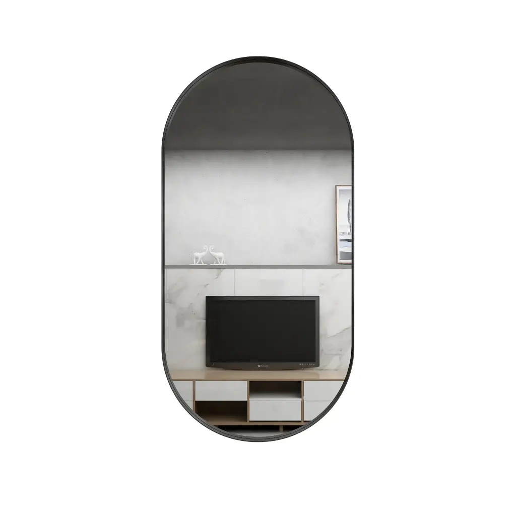 450*900mm Black Framed Oval Mirror
