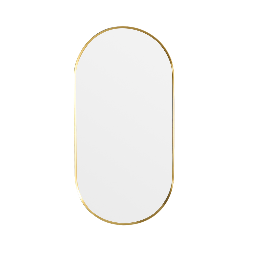 [55911] 450X900X35mm Brushed Gold Ellips Frame Mirror