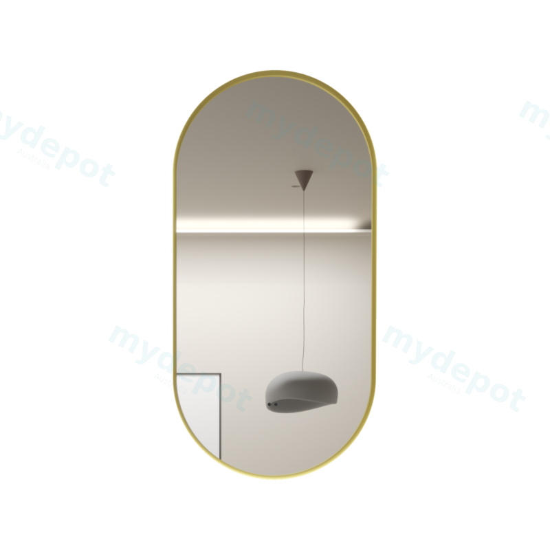 [86134/OVF4590BM-BG] 450×900mm Brushed Gold Framed Oval 3 Color Backlit LED Mirror With Touchless Sensor Switch