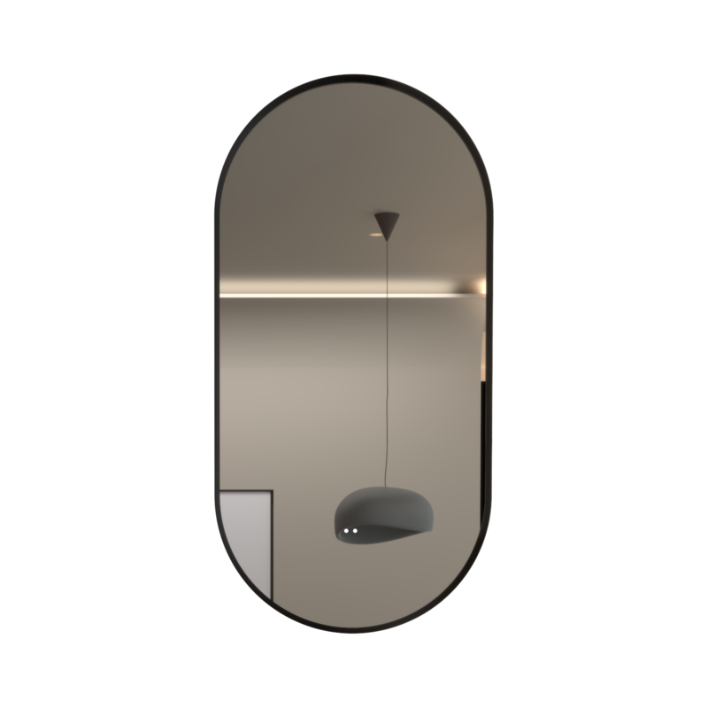 450×900mm Matte Black Framed Oval 3 Color Backlit LED Mirror(Touchless Sensor Switch)