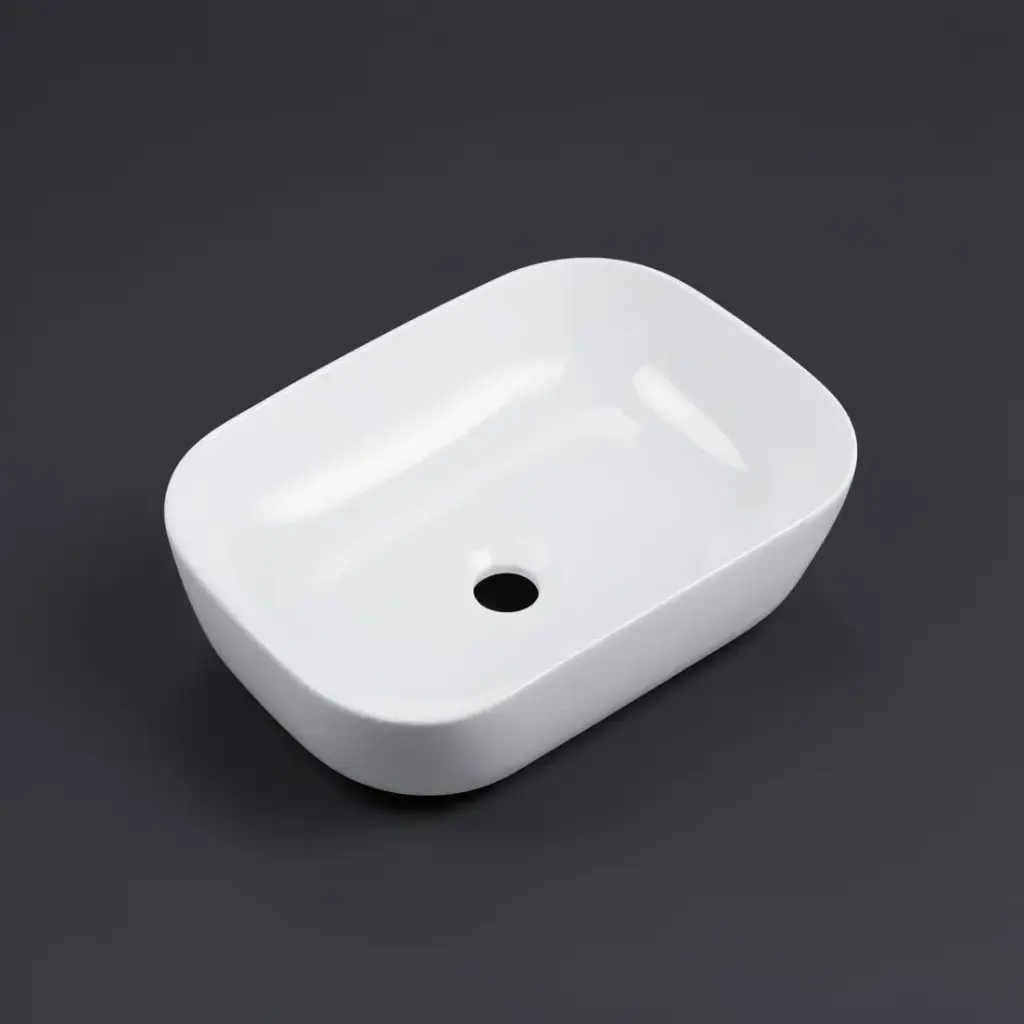 460*320*135mm Rectangle Gloss White Ceramic Above Counter Basin Non-overflow