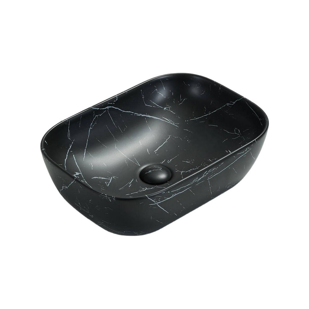 [55438] 460*325*137mm Matt Marble Black Ellips Fine Ceramic Above Counter Basins Non Overflow,32mm Waste