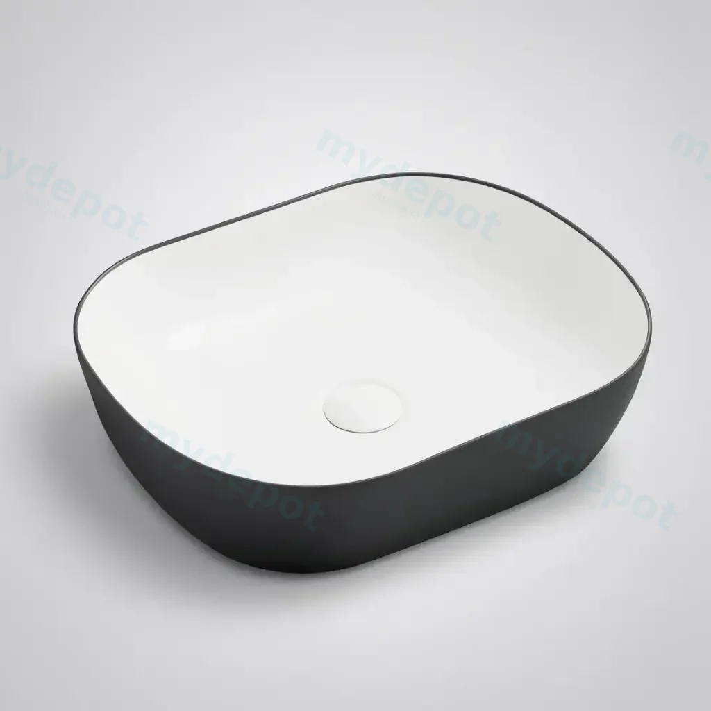 465*375*115mm Black&White Above Counter Round-Edge Basin