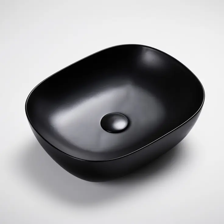 465*375*115mm Matt Black  Above Counter Round-Edge Basin