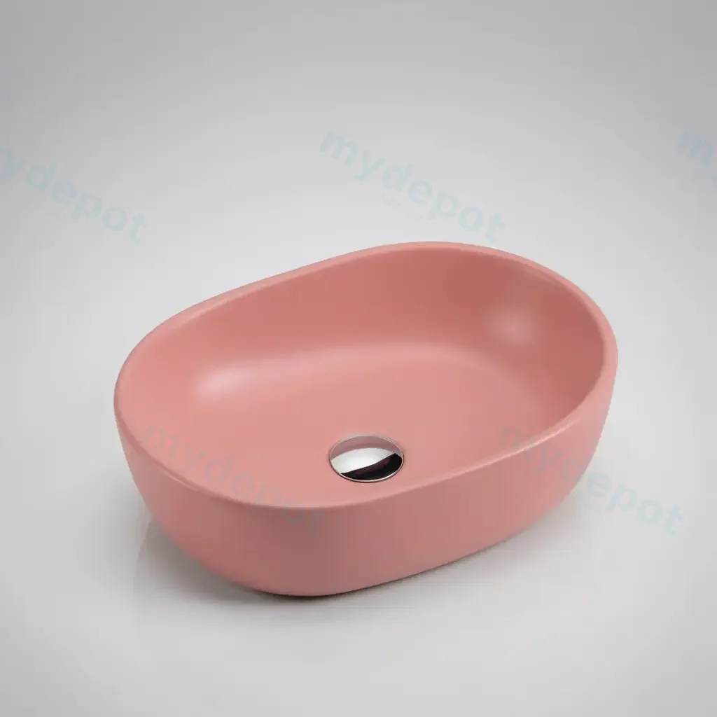 [50063] 470*340*130mm Oval Matt Pink Above Counter Basin