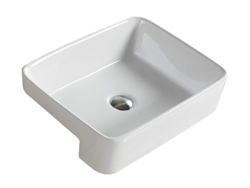 480*377*135mm Gloss White Kliff Fine Ceramic Semi Ress Basin Tap Hole No Overflow,32mm Waste