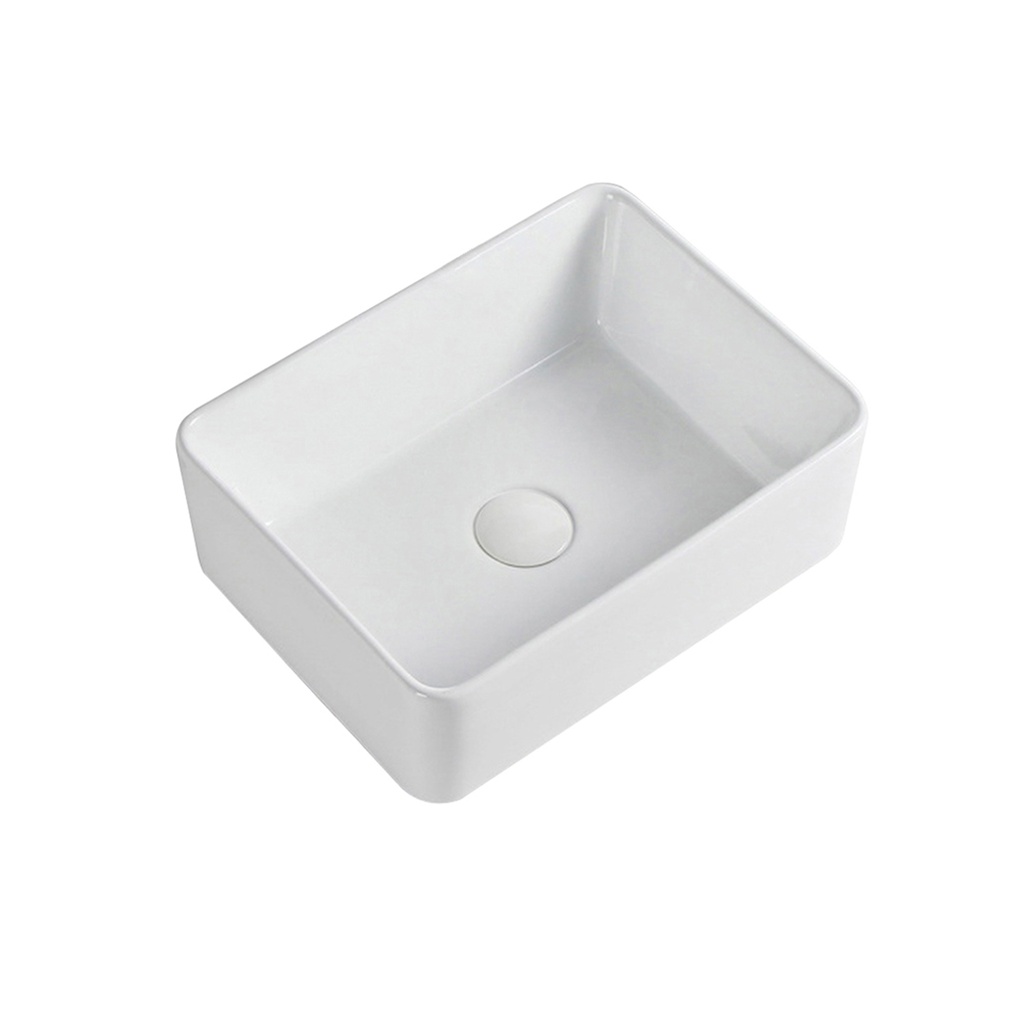 485*385*130mm Rectangle Gloss White Ceramic Above Counter Basin Non-overflow