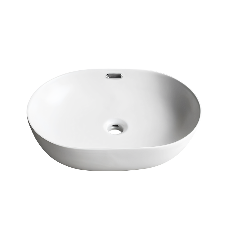 490*350*140mm Matte White Ellips Fine Ceramic Above Counter Basins Overflow,32mm Waste