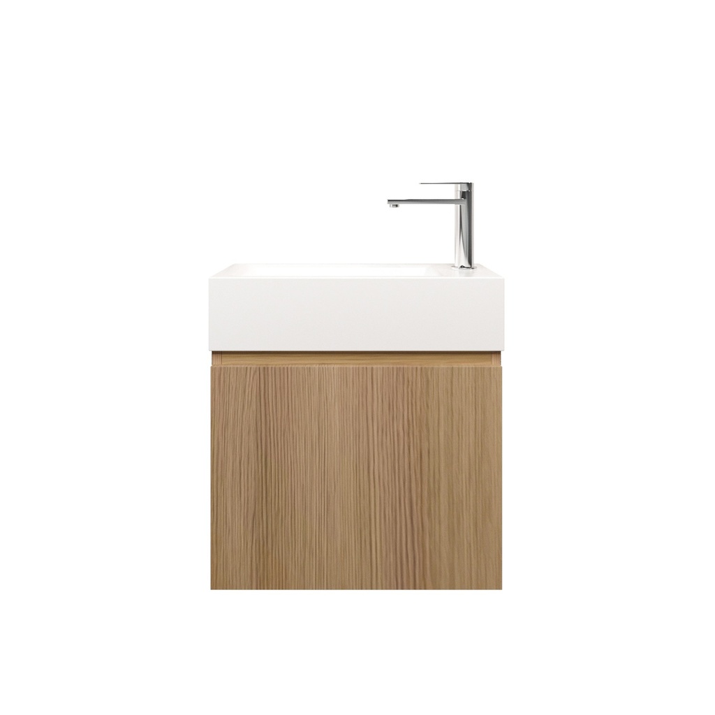 490x400x250mm Natural Oak Laminated Particle Board 1 Right Hinged Door Wall Hung Vanity