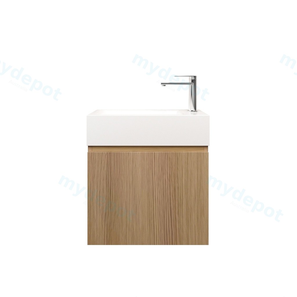 [94019/PJ-VA-R] 500mm Natural Oak Laminated Particle Board 1 Right Hinged Door Wall Hung Vanity Cabinet Only