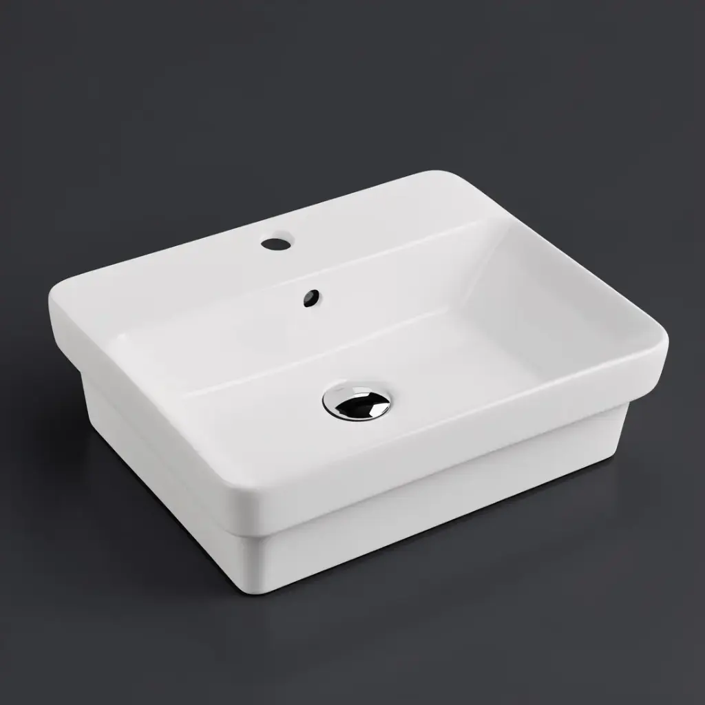 495*400*150mm Gloss White Kliff Fine Ceramic Insert Basin Tap Hole Overflow,32mm Waste
