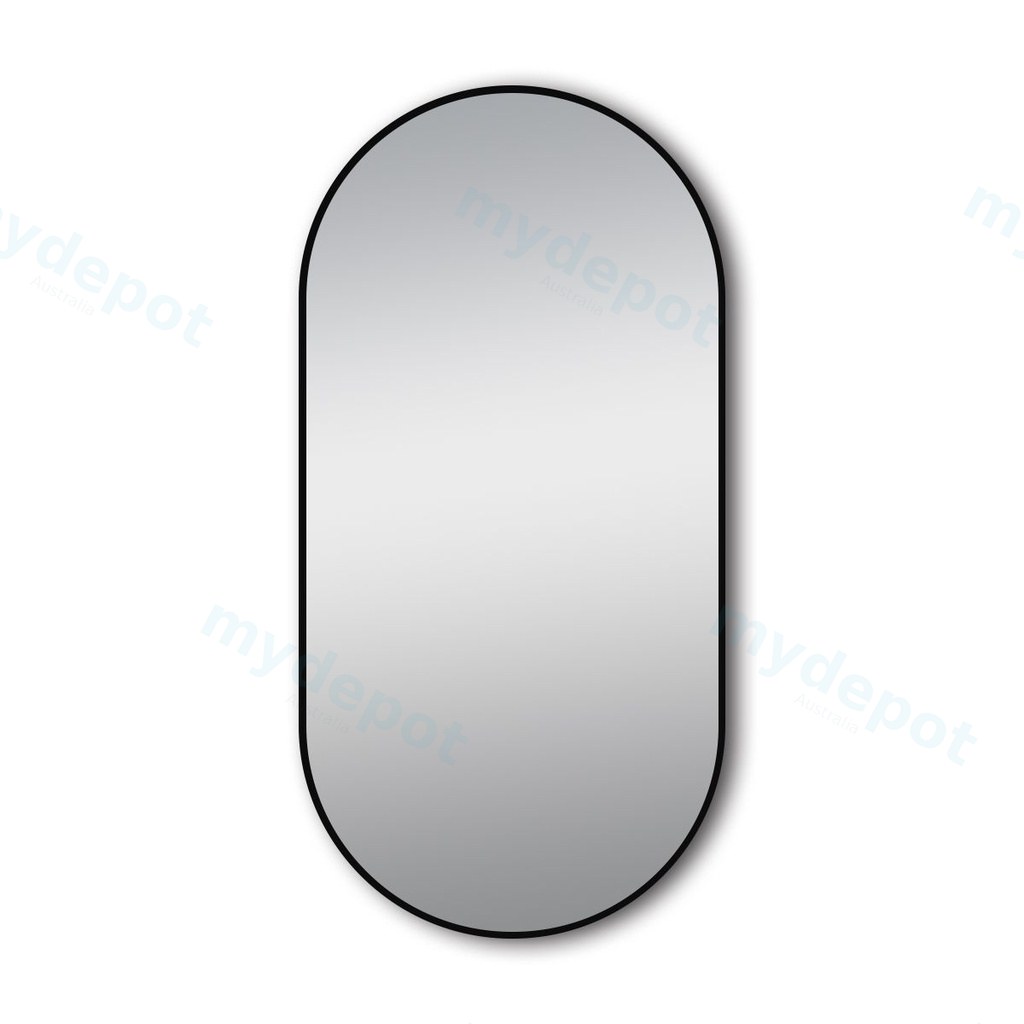 500*1000mm Matte Brushed Black Oval Framed Mirror