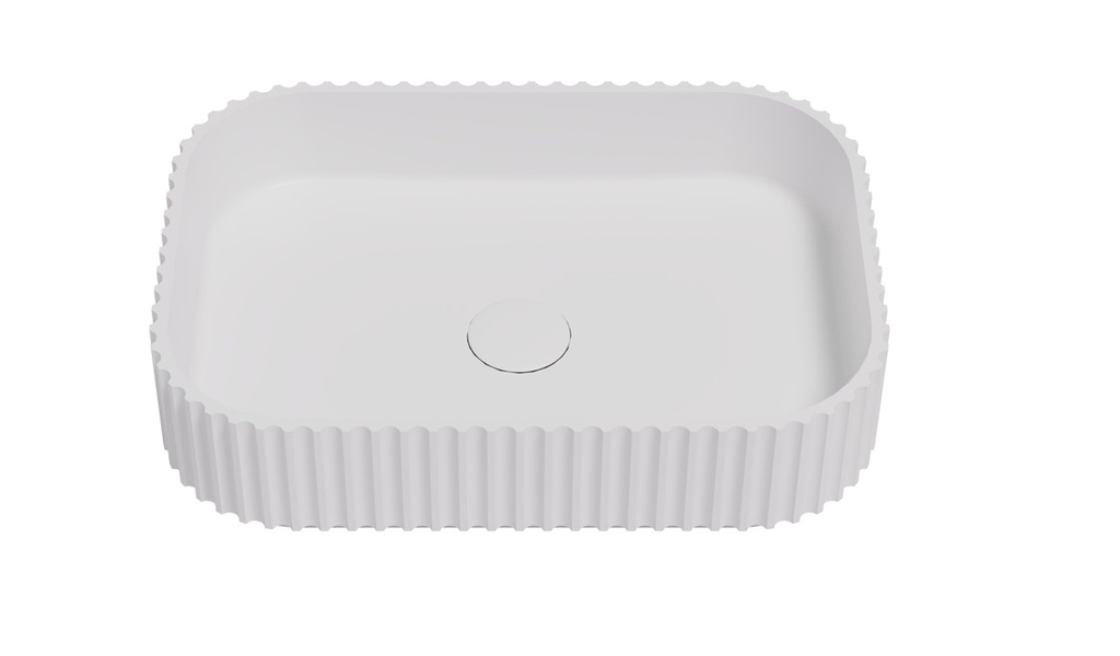 [55406] 500*350*120mm Matt White Japserfluted Solid Surface Above Counter Basin 32mm Waste