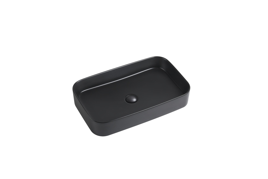 [55455] 500*370*110mm Matte Black Kliff Fine Ceramic Above Counter Basin No Overflow,32mm Waste