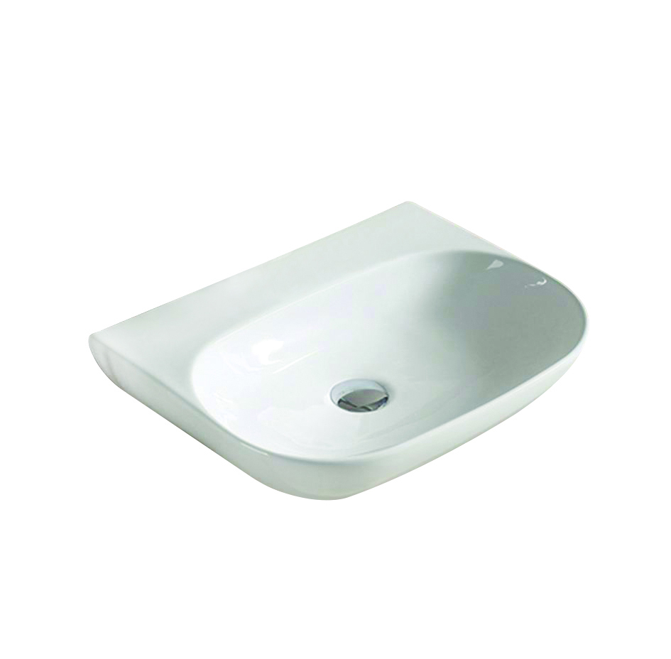 500*385*120mm Gloss WhiteEllips Fine Ceramic Wall Hung Basin No Tap Hole No Overflow,32mm Waste,No Tap Hole
