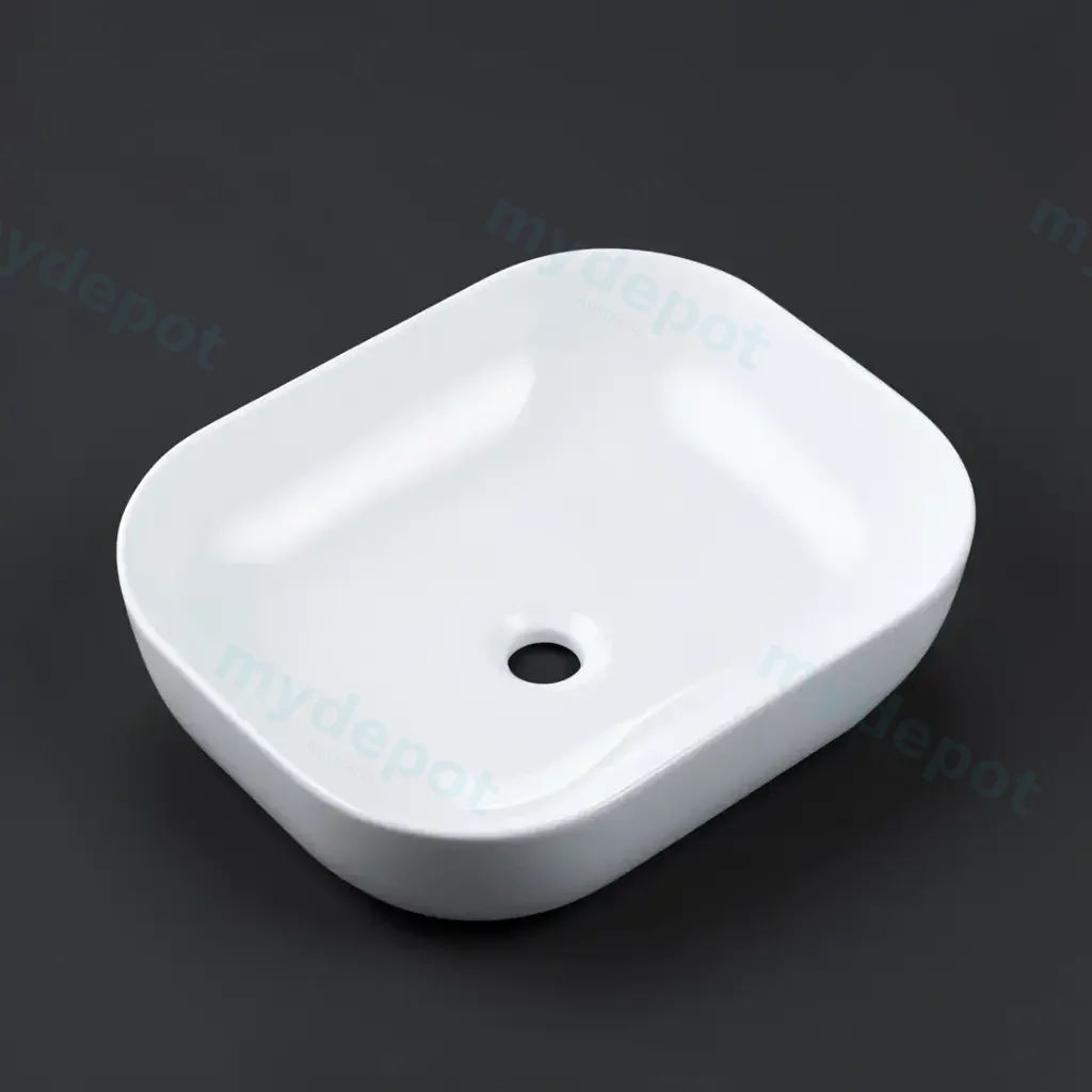 [90125/AC5040S] 500x400x150mm Rectangle Gloss White Ceramic Above Counter Basin Non-overflow