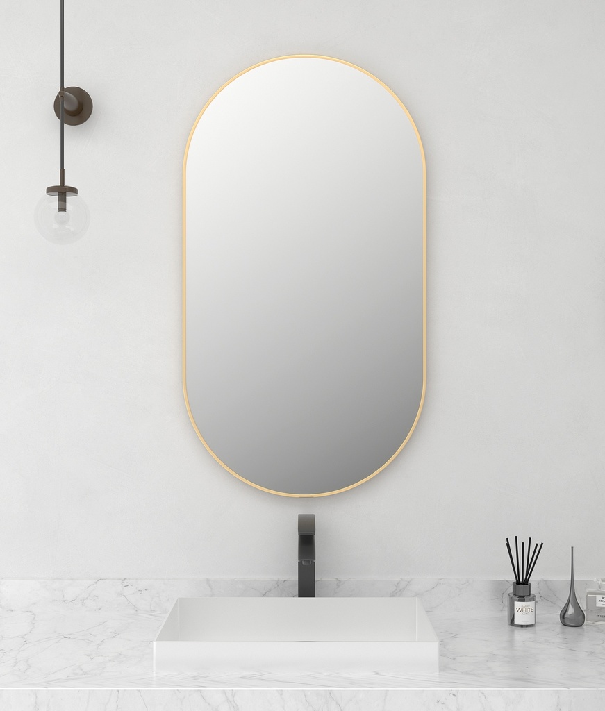 [50229] 500*900*30mm Brushed Golden Aluminum Framed Oval Mirror