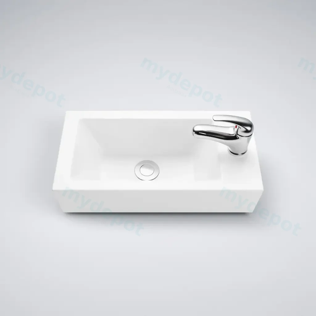 [90162/CT5025R] 500x245x125mm Gloss White Ceramic Top Right Tap Hole