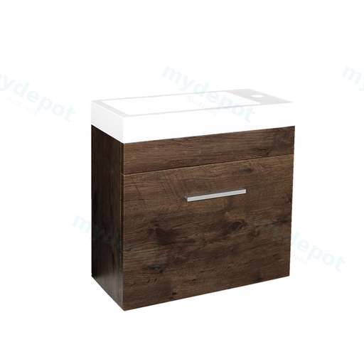 [93003/Q5025DO] 500mm Dark Oak MDF 1 Door Wall Hung Bathroom Vanity Cabinet Only