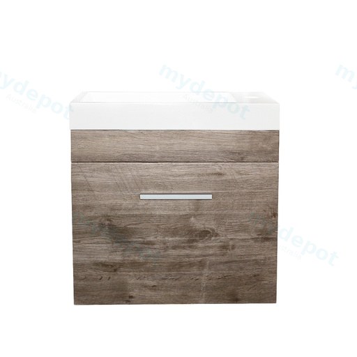 [93001/Q5025WO] 500mm White Oak MDF 1 Door Wall Hung Bathroom Vanity Cabinet Only