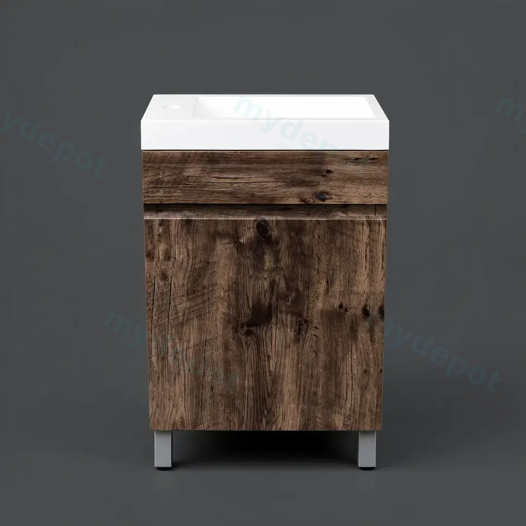 [93031/DO5025L] 500mm Dark Oak MDF 1 Door Freestanding Bathroom Vanity Cabinet Only