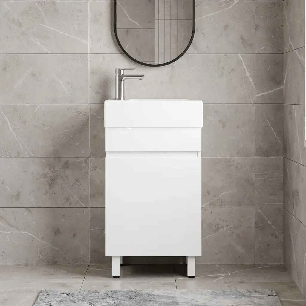 500mm Matte White MDF 1 Door Freestanding Bathroom Vanity Cabinet Only
