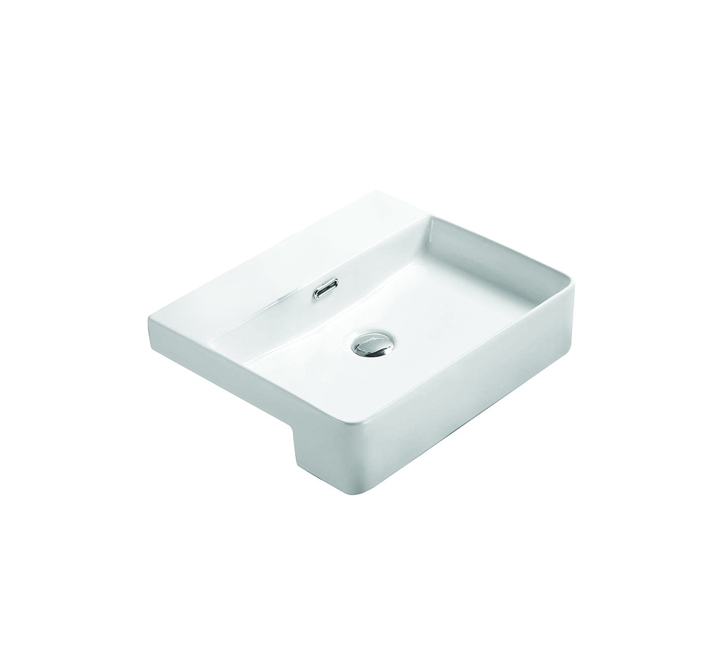 502*420*125mm Gloss White Kliff Fine Ceramic Semi Ress Basin Notap Hole Overflow,32mm Waste