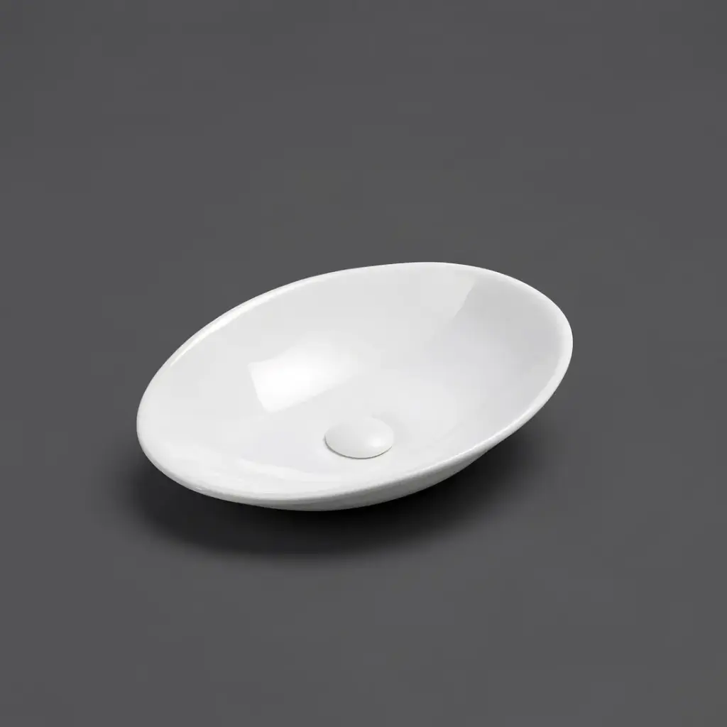 510*350*95mm Gloss WhiteCabrita Fine Ceramic Above Counter Basin No Overflow,32mm Waste