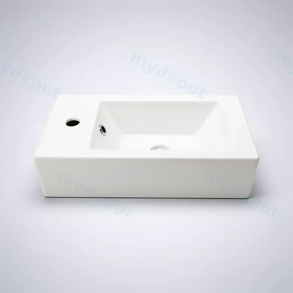 [90215/CT5125L] 510Lx255Dx150Hmm Gloss White Ceramic Top Left Tap Hole