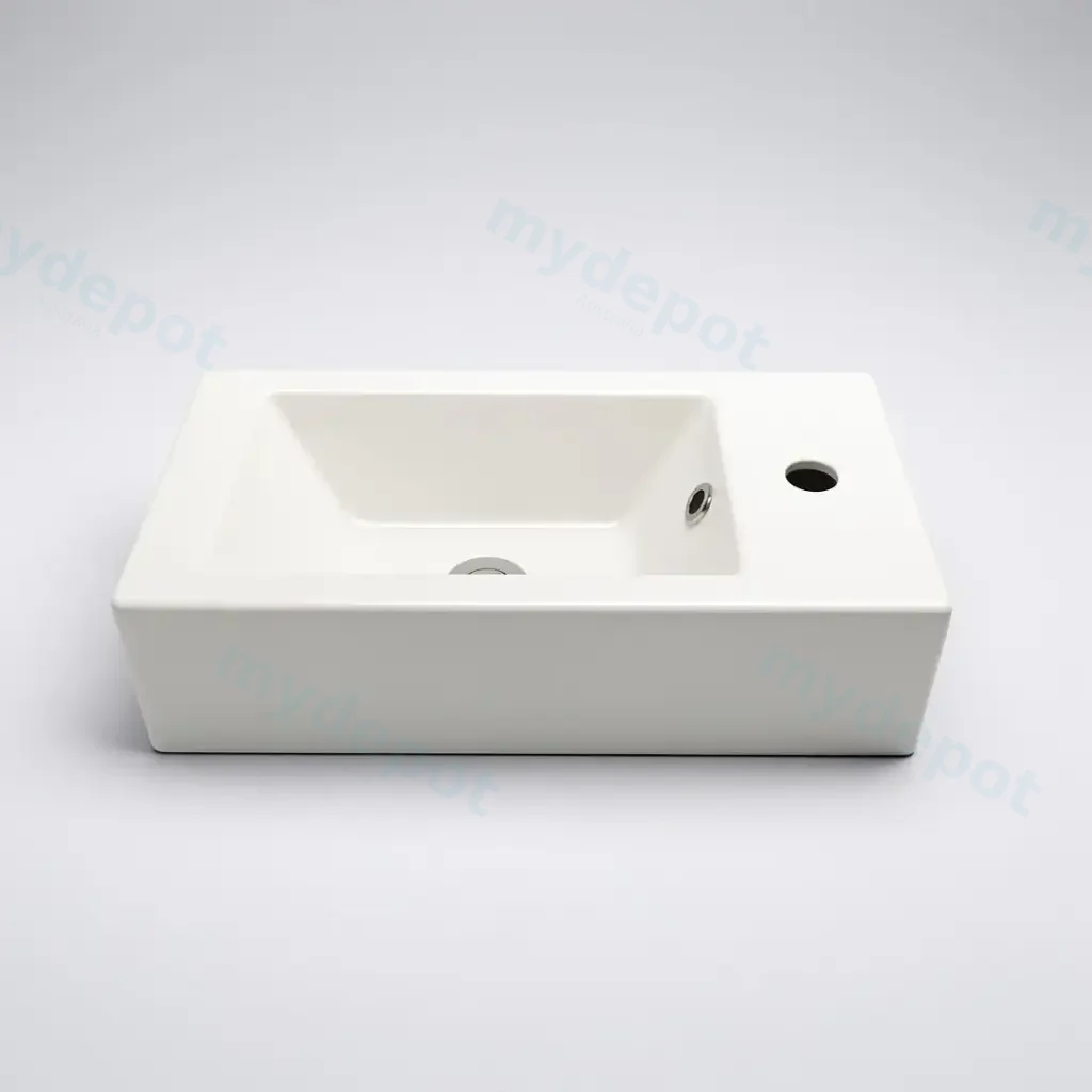 [90216/CT5125R] 510Lx255Dx150Hmm Gloss White Ceramic Top Right Tap Hole