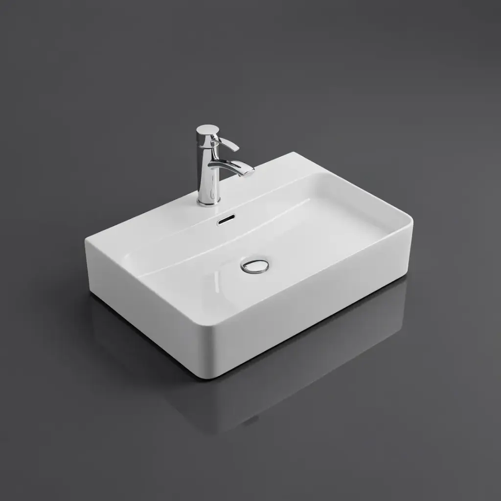 515*425*135mm Gloss White Kliff Fine Ceramic Wall Hung/Above Counter Basin Tap Hole With Overflow,32mm Waste