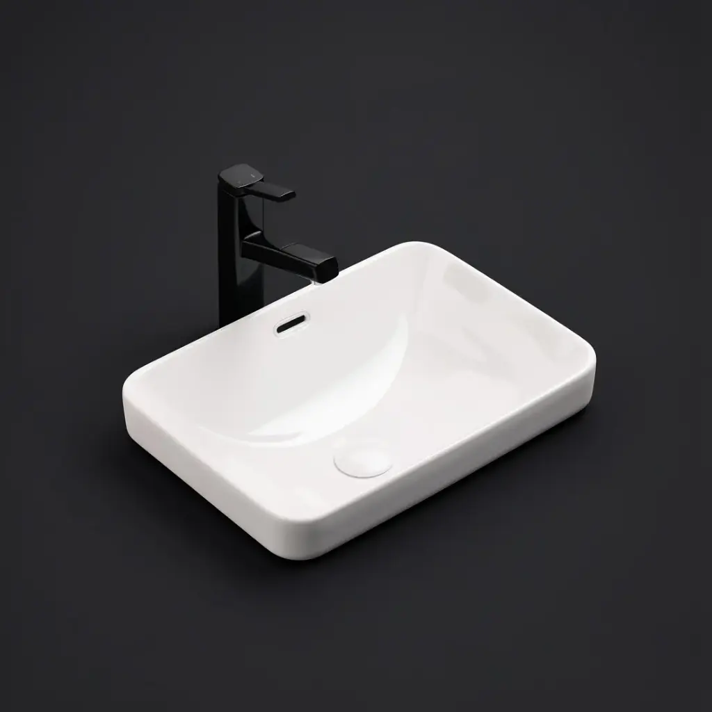 517*365*170mm Gloss White Kliff Fine Ceramic Insert Basin Overflow,32mm Waste
