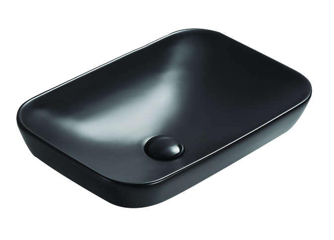 520*340*150mm Matt Black Kliff Fine Ceramic Insert Basin No Oerflow