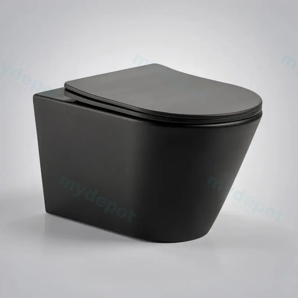 [56156] 520*360*350mm Matte Black Agena Tonardo Rimless Flush Wall-Hung Pan