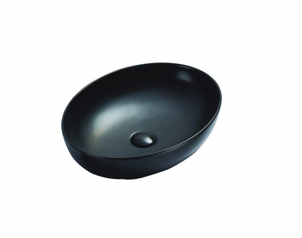 [55420] 520*395*130mm Matt Black Carey Fine Ceramic Above Counter Basin No Overflow,32mm Waste