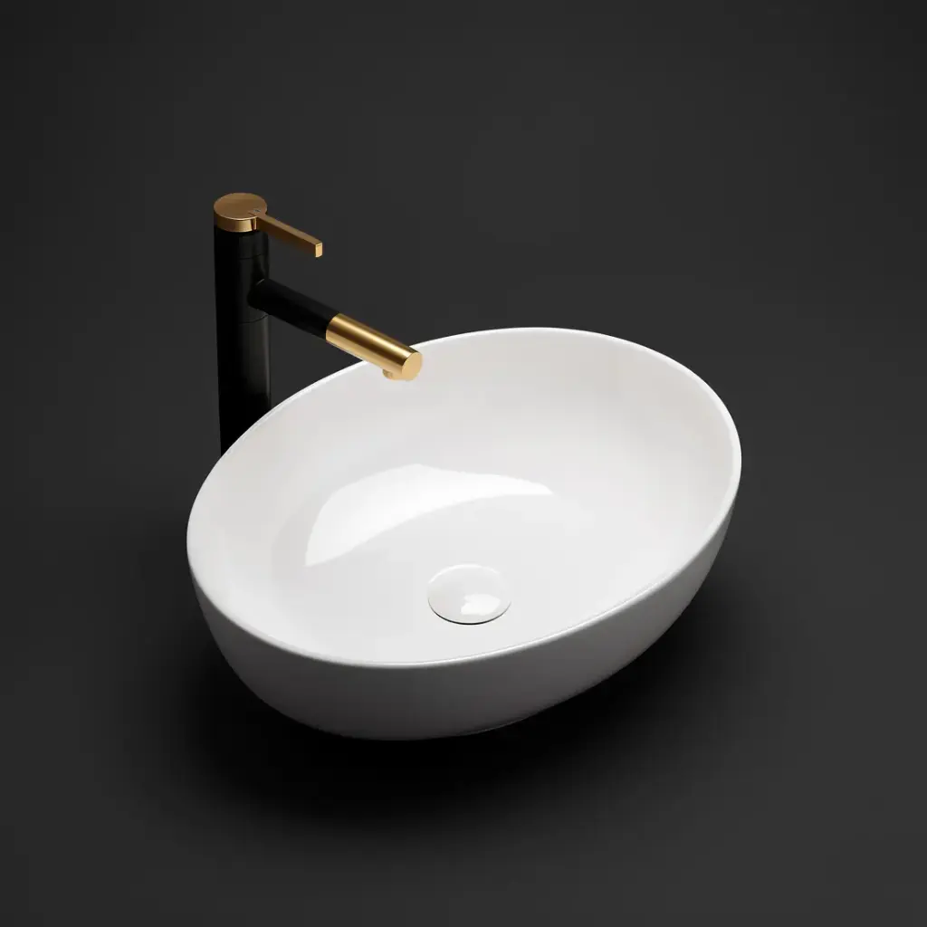 520*395*130mm Matt White Carey Fine Ceramic Above Counter Basin No Overflow,32mm Waste