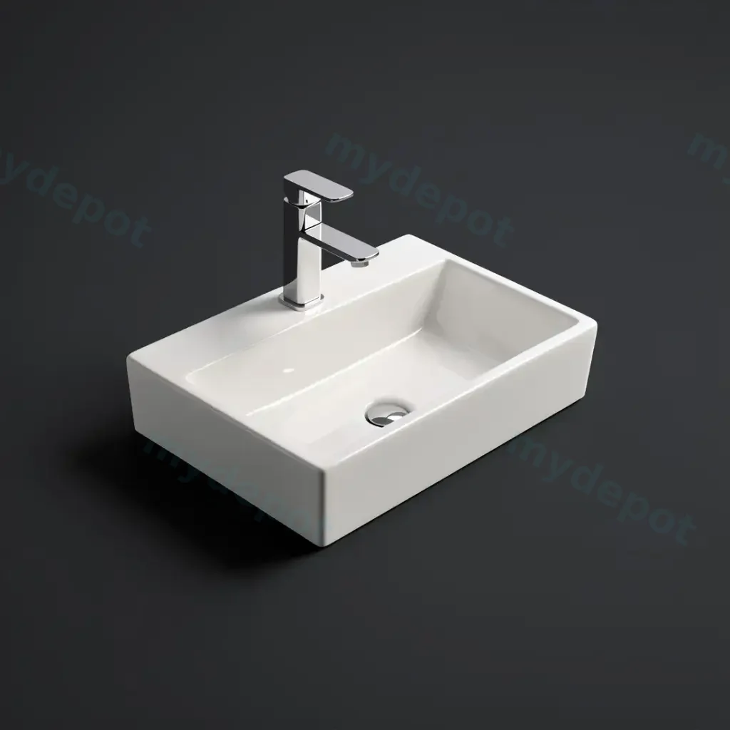 [55499] 530*360*120mm Gloss White Crete Fine Ceramic Wall Hung/Above Basin Tap Hole No Overflow,32mm Waste