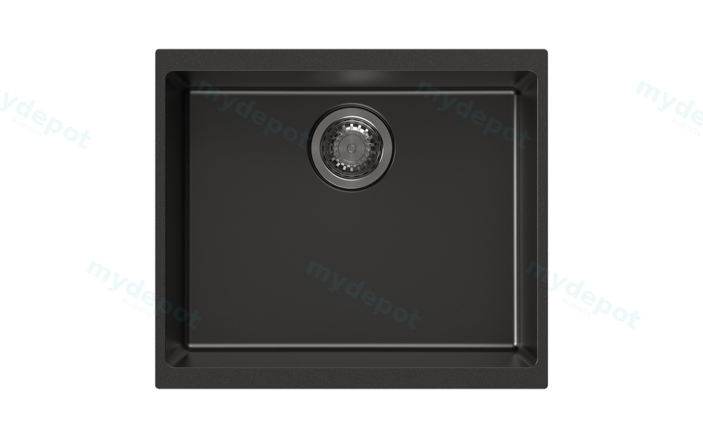 530*460*200mm Carysil Black Single Bowl Granite Kitchen/Laundry Sink Top/Flush/Under Mount