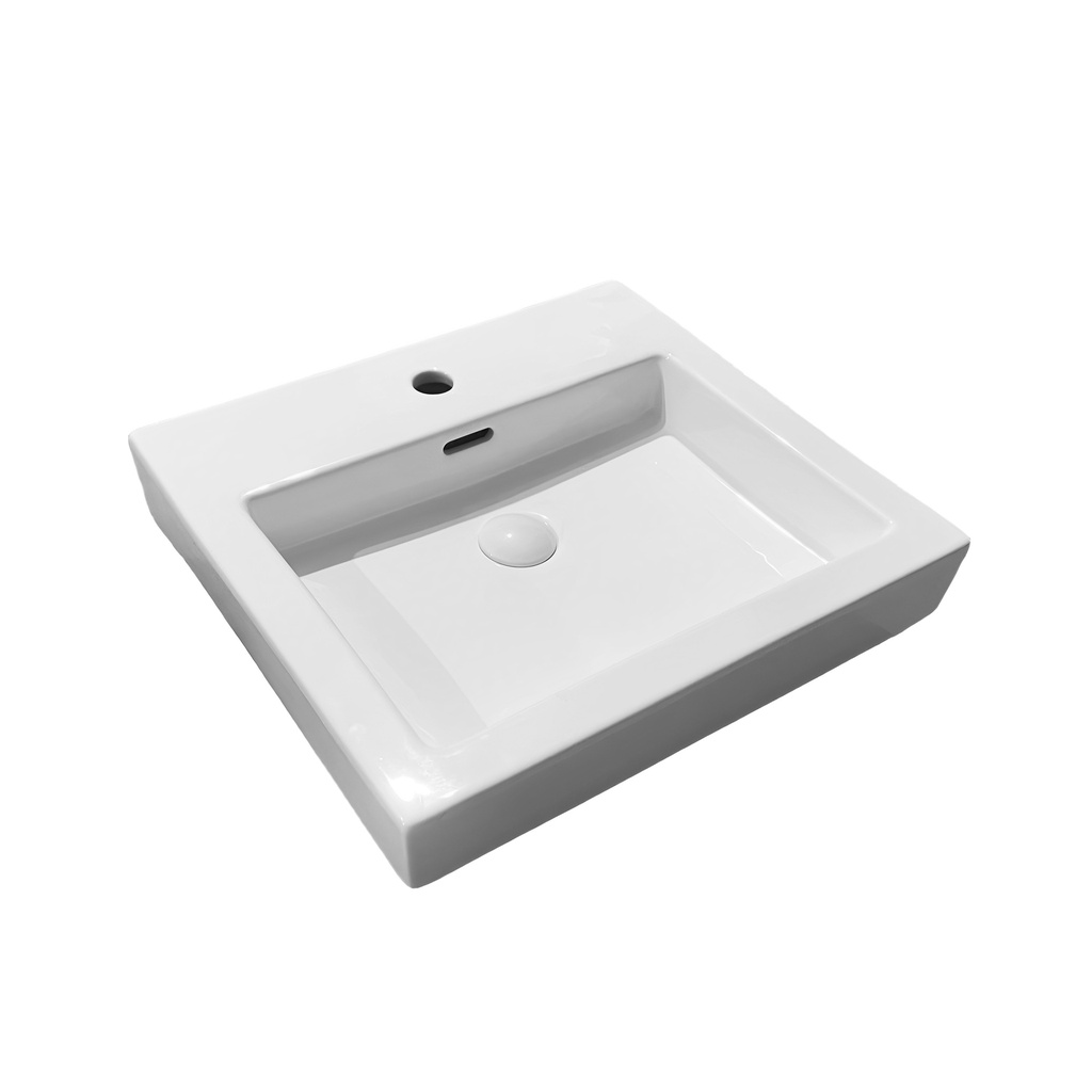[55517] 540*500*180mm Gloss White Kliff Fine Ceramic Insert Basin Tap Hole Overflow,32mm Waste
