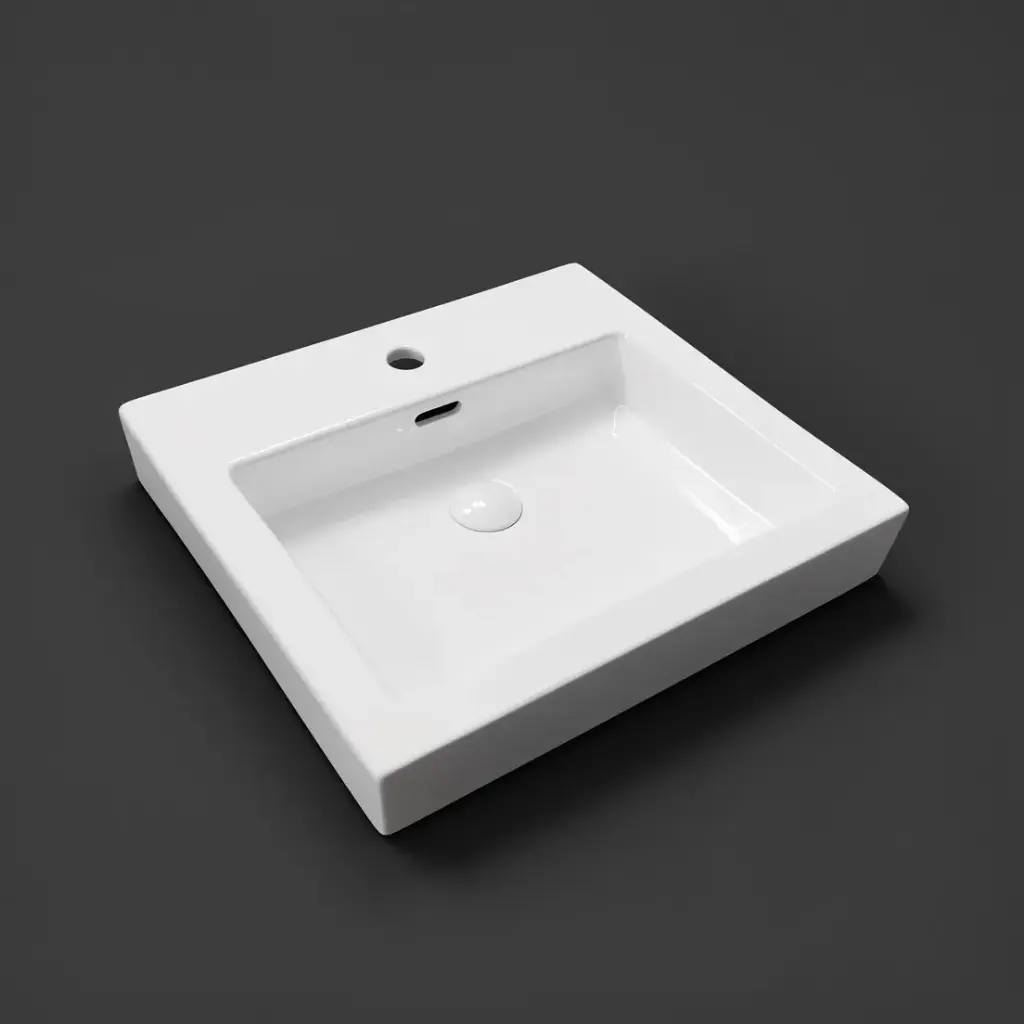 540*500*180mm Gloss White Kliff Fine Ceramic Insert Basin Tap Hole Overflow,32mm Waste