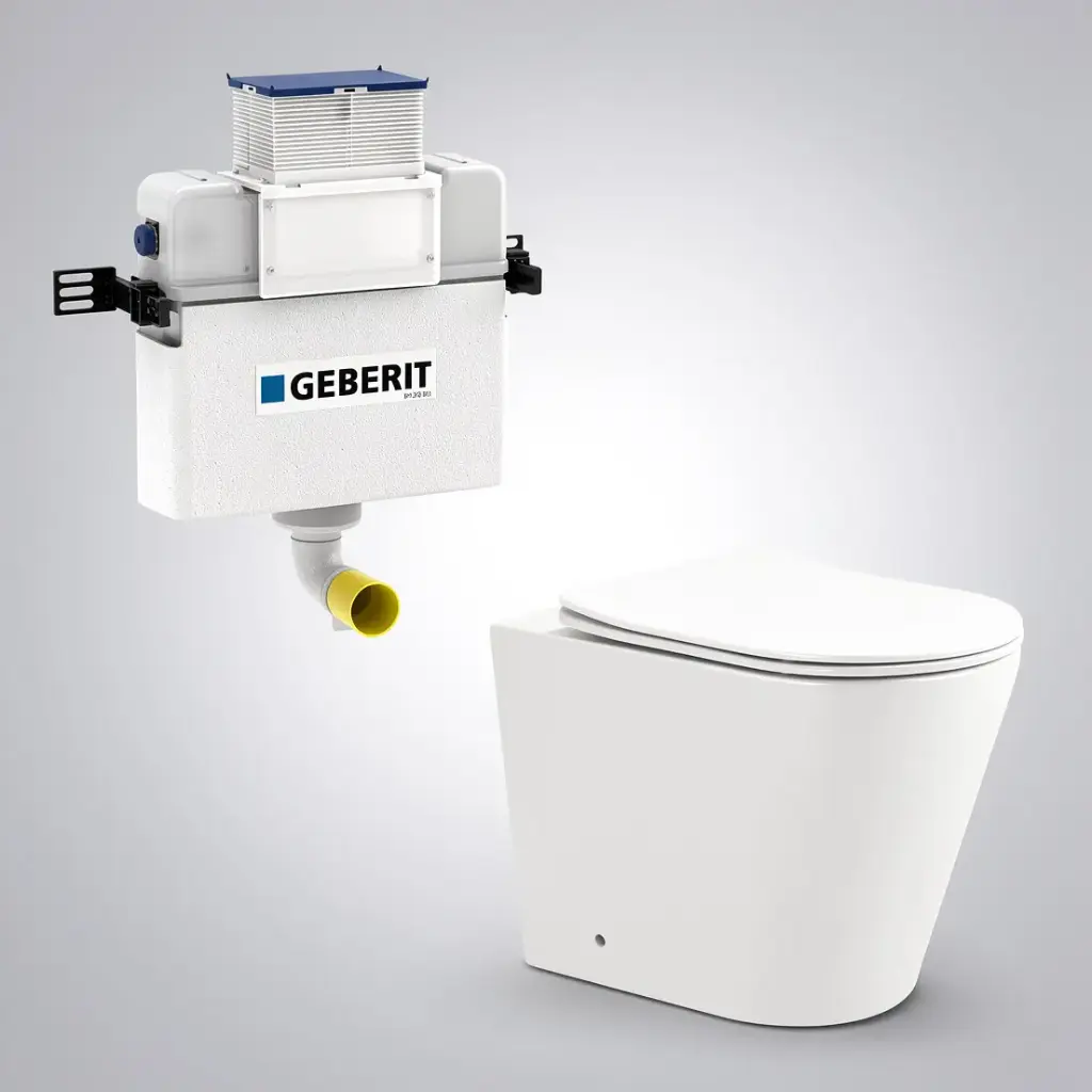 [56172] 545*360*140mm Acadia Geberit Lower Counter Inwall Floor Toilet Suite Tornado Rimless Matte White Wall Faced Floor Pan