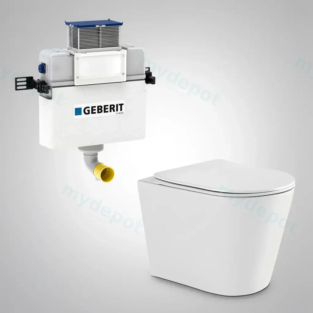 [56171] 545*360*140mm Acadia Geberit Lower Counter Toilet Suite Tornado Rimless Wall Faced Floor Pan