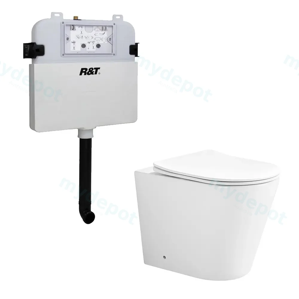 [56207] 545*360*140mm Acadia R&T Inwall Floor Toilet Suite Tornado Rimless matte White Wall Faced Floor Pan