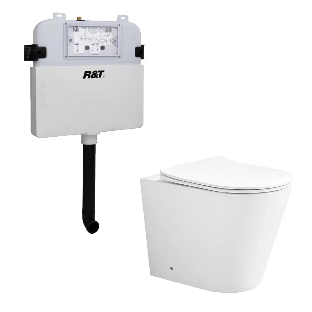 [56207] 545*360*140mm Acadia R&T Inwall Floor Toilet Suite Tornado Rimless matte White Wall Faced Floor Pan