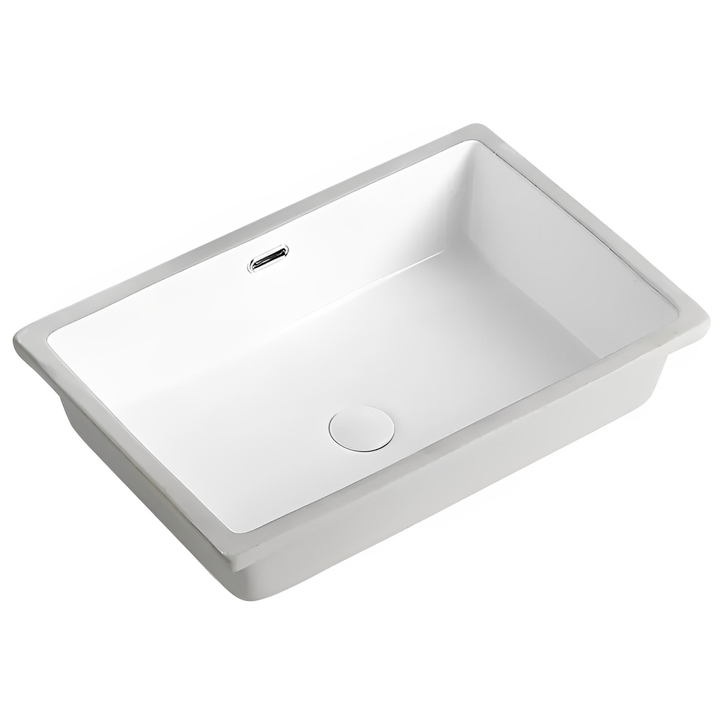 545*380*180mm Gloss White Crete Fine Ceramic Under Counter Basin With Overflow,32mm Waste