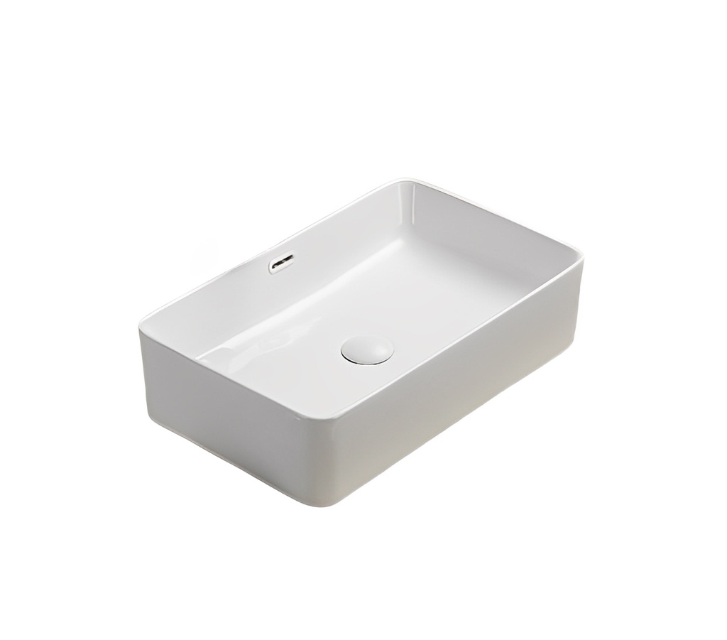 555*360*140mm Gloss White Crete Fine Ceramic Above Counter Basins Overflow,32mm Waste