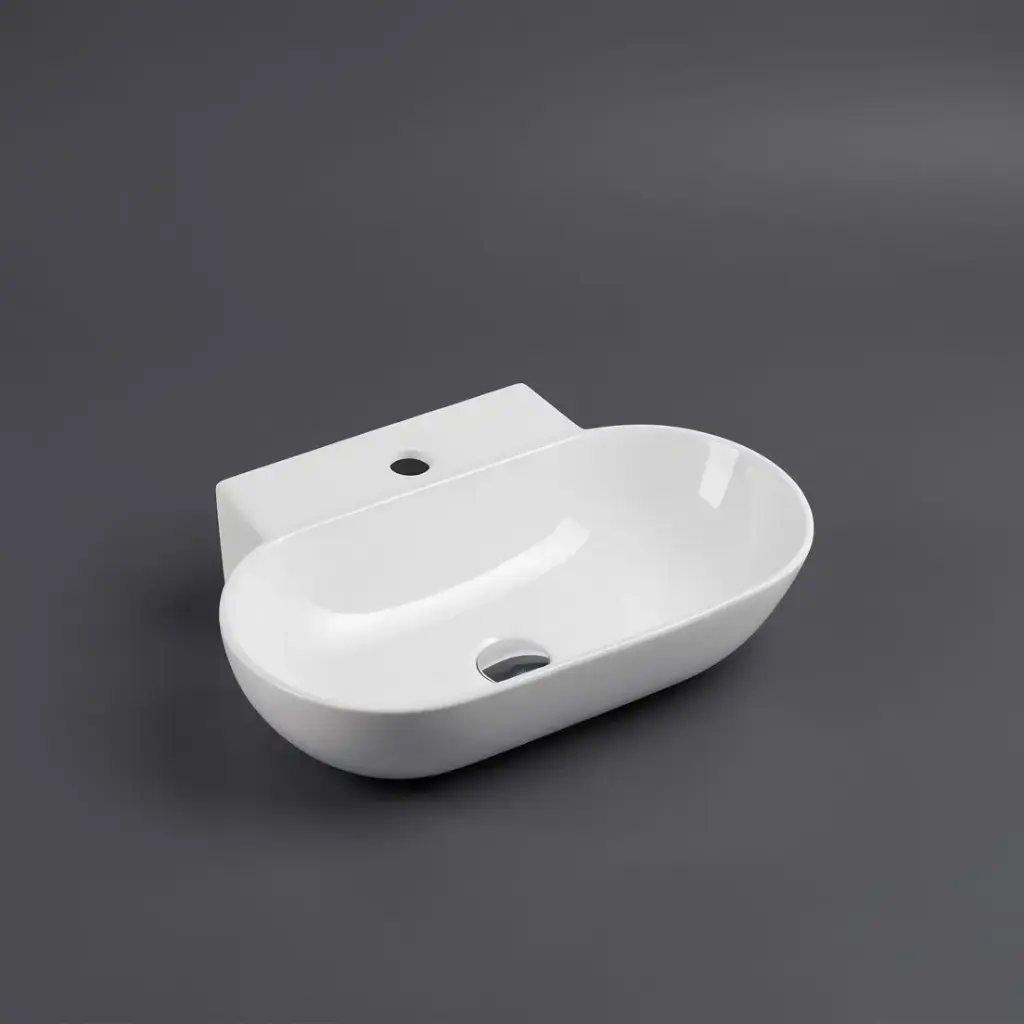 560*400*125mm Wall Hung Above Counter Oval Basin With Mixer Hole