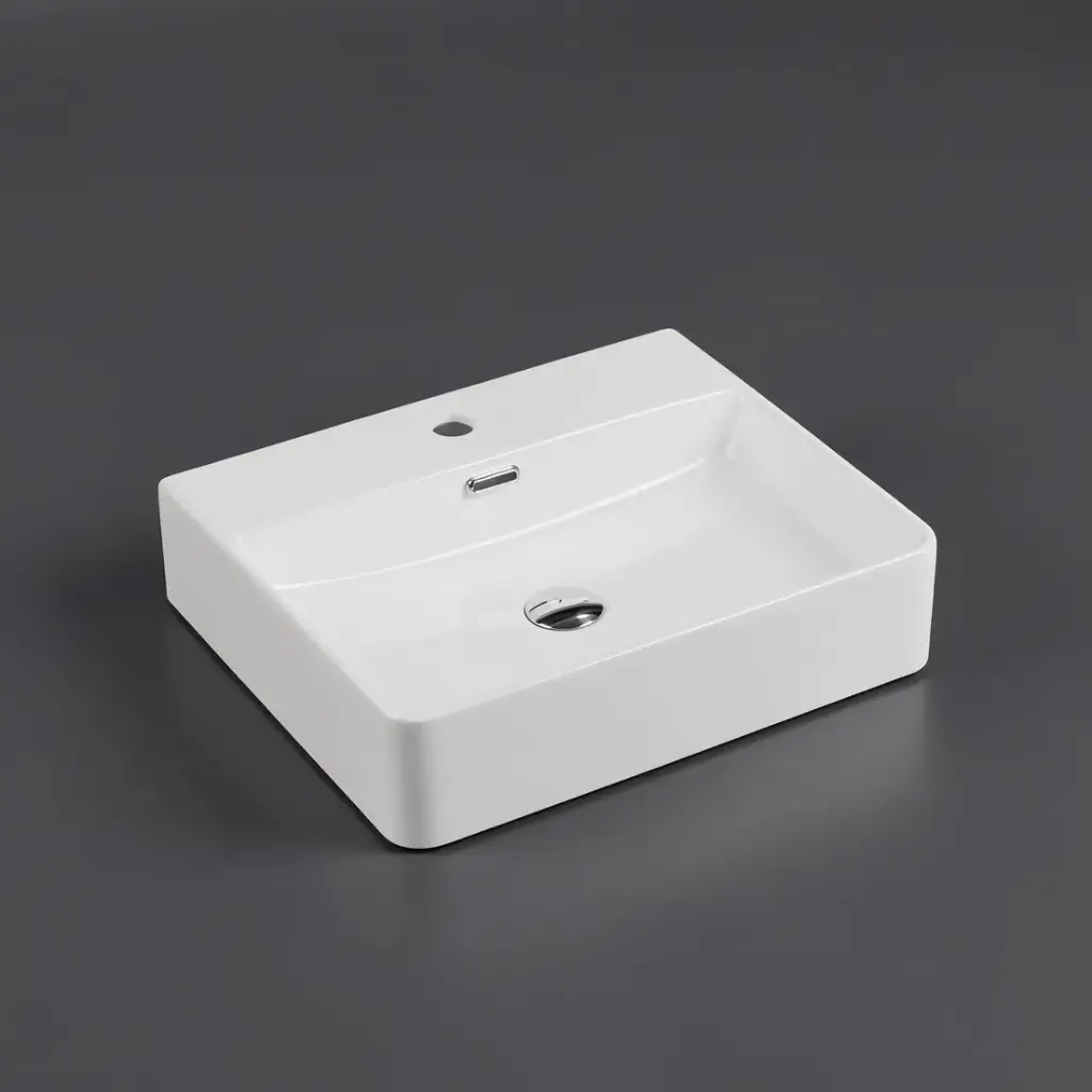 560*420*120mm Wall Hung Rectangular Basin With Mixer Hole