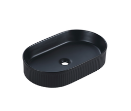580*360*120mm Cora Above Counter Fluted Matt Black Pill Basin