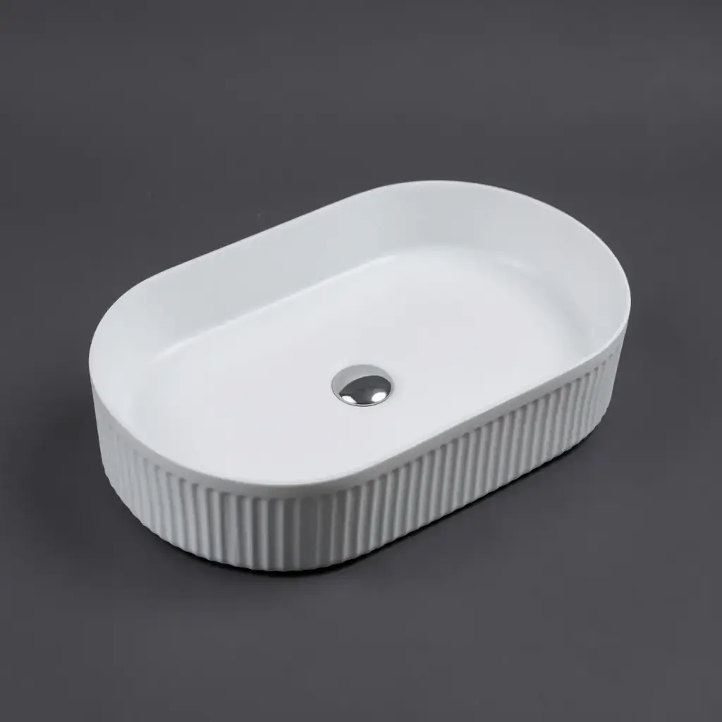 [50022] 580*360*120mm Cora Above Counter Fluted Matt White Pill Basin (New Arrival)